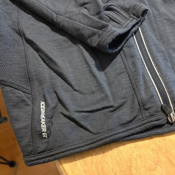 Men's Icebreaker charcoal and Turqoise Hoodie Sweater - Picture 2 of 9